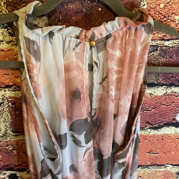 Pink Blush Light Blue Floral High Neck Maternity Dress Size L - Picture 10 of 10